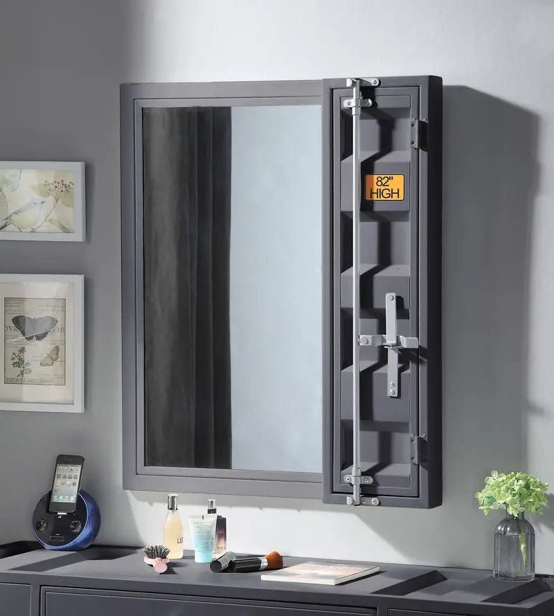 Gunmetal Cargo Vanity Mirror With Sleek Finish 1