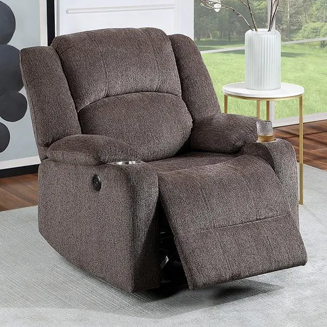 Hadrian Brown Power Recliner – Motorized Comfort With Usb Port 1