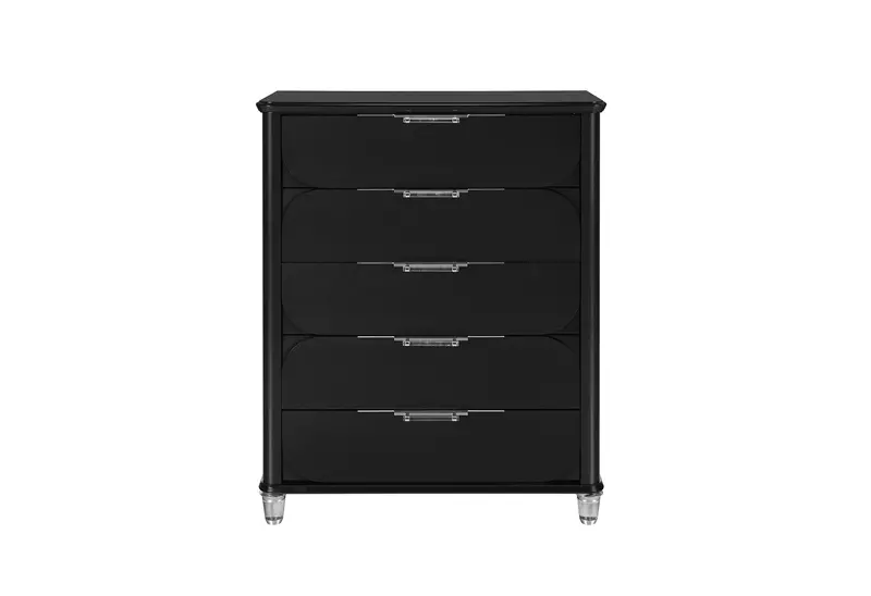 Lando Black 5-Drawer Chest Of Drawers 1