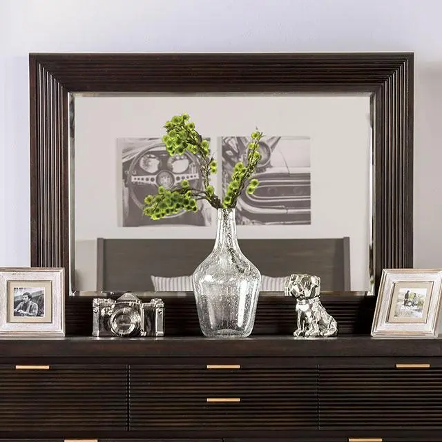 Laurentian Wooden Wall Mirror With Beveled Edge 1