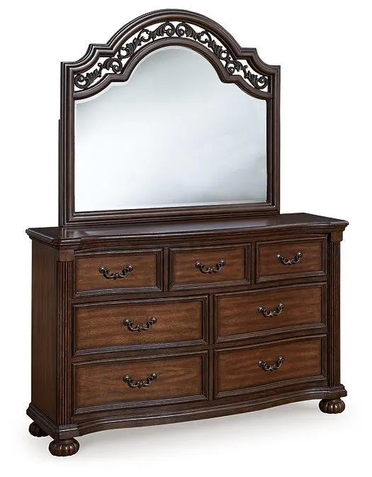 Lavinton Wide Dresser With Mirror – 7-Drawer Bedroom Set 1
