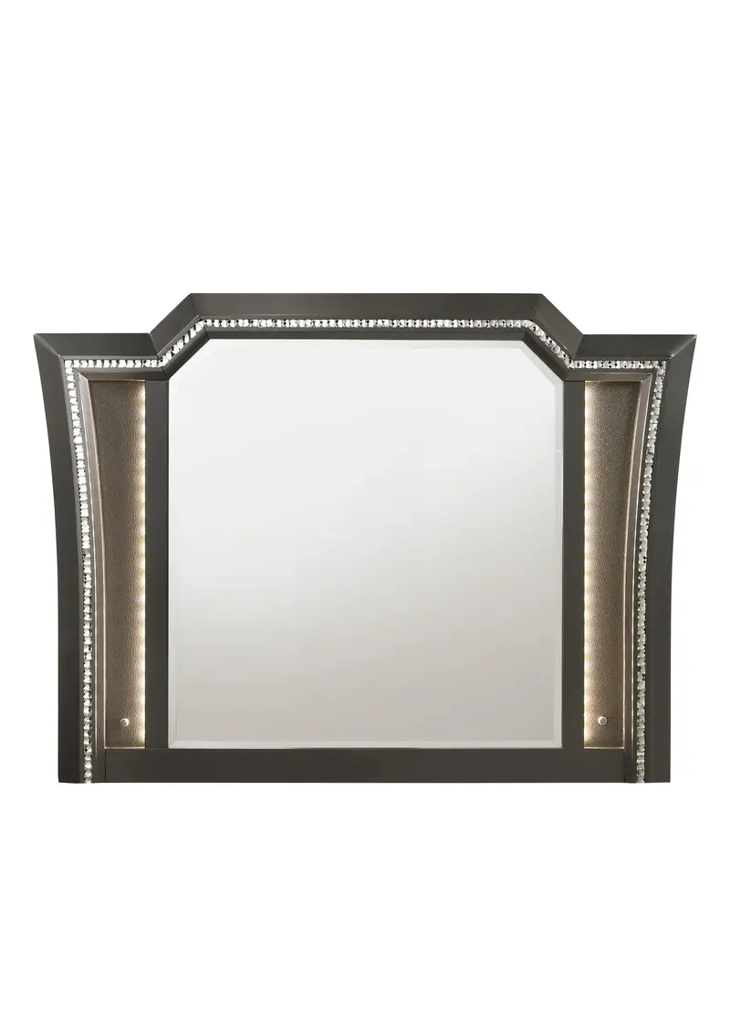 Led-Backlit Metallic Gray Framed Mirror 1