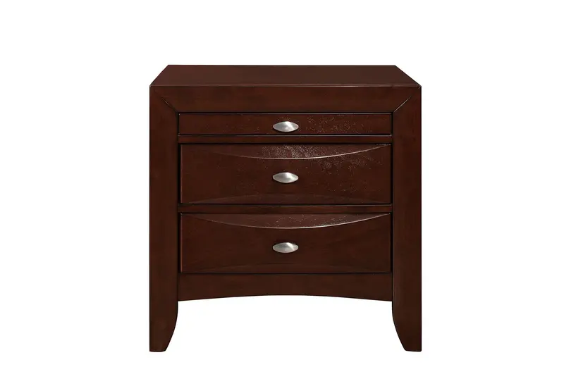 Linda New Merlot Nightstand With Drawer And Shelf Space 1