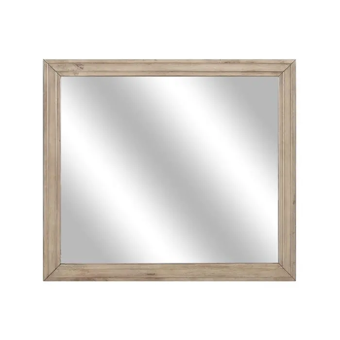 Lonan Natural Finish Round Wall Mirror With Wooden Frame (1955-6) 1