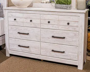 Makidern 5-Drawer Dresser With Wall-Mounted Mirror 1