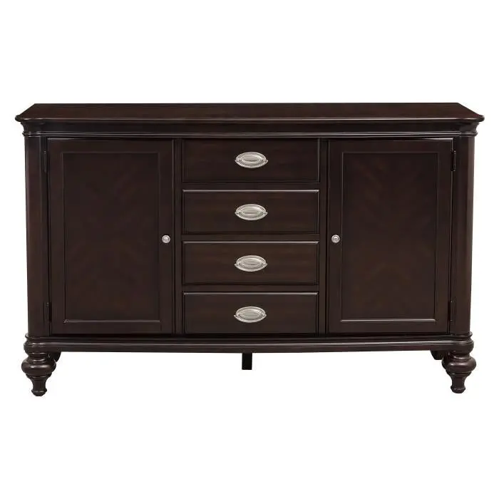 Marston Dark Cherry Buffet Cabinet With Open Shelving 1