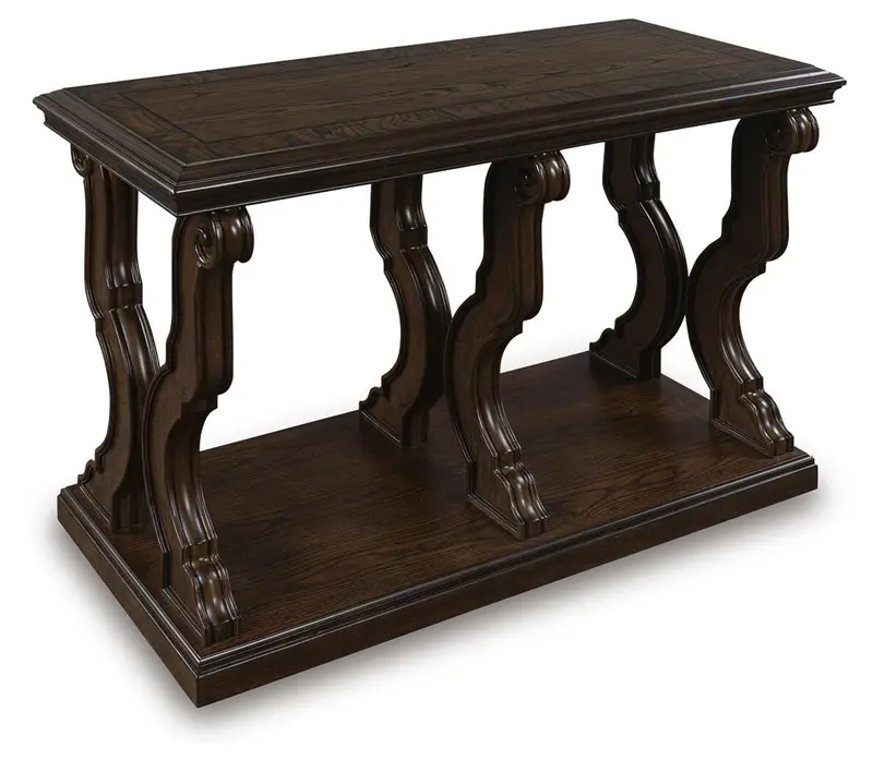 Maylee Slim Sofa Table With Open Shelving 1