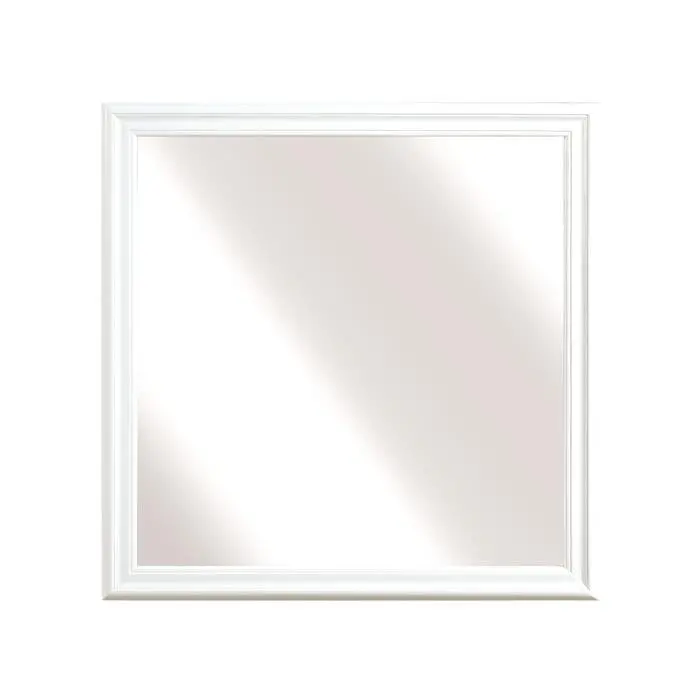 Mayville White Round Or Rectangular Wall Mirror – Clean Contemporary Accent, Model 2147W-6 1