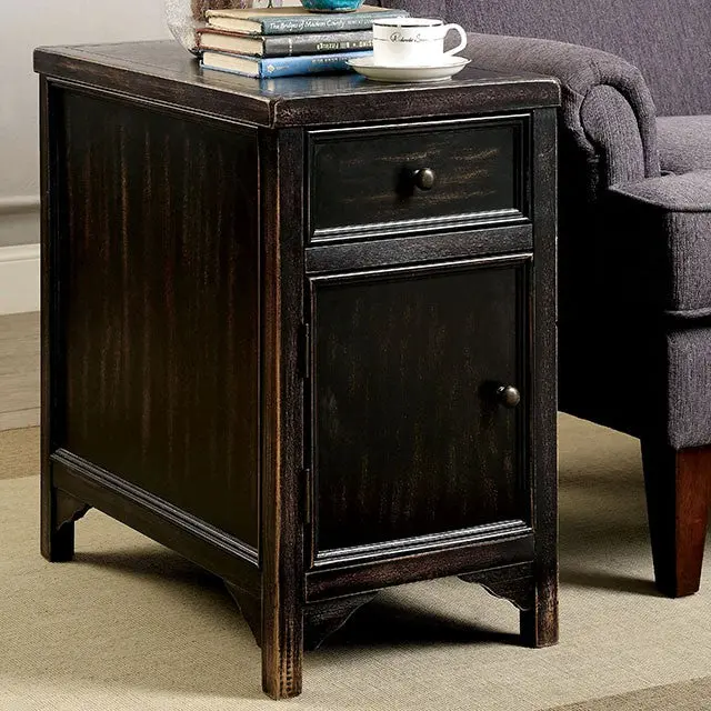 Meadow Antique Black Side Table With Rustic Finish 1
