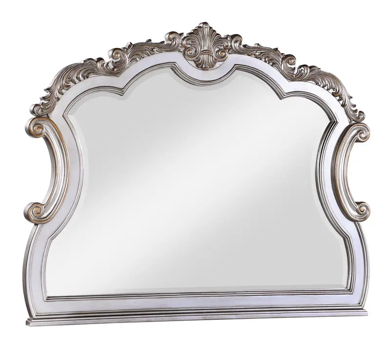 Melrose Silver-Finished Wood Wall Mirror – Transitional Style 1