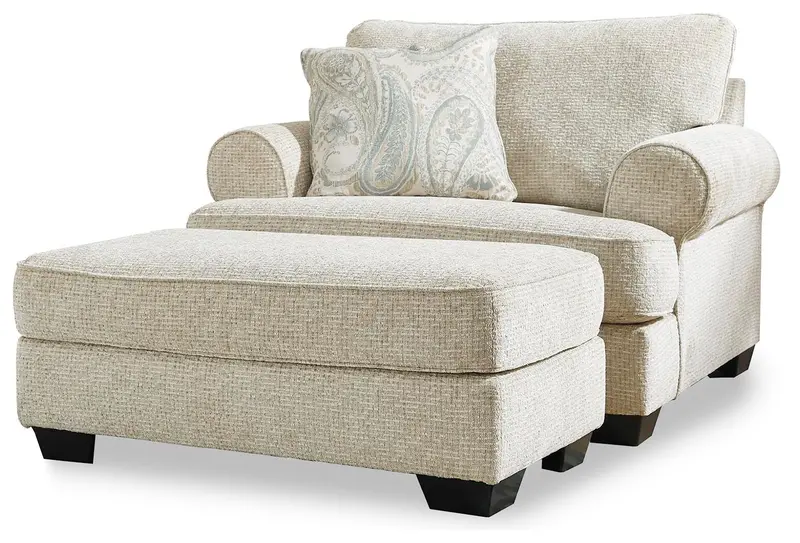 Monaghan Extra-Large Upholstered Chair And Matching Ottoman Set 1