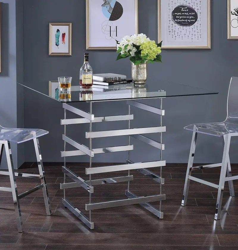 Nadie Square Counter-Height Dining Table In Chrome Finish 1