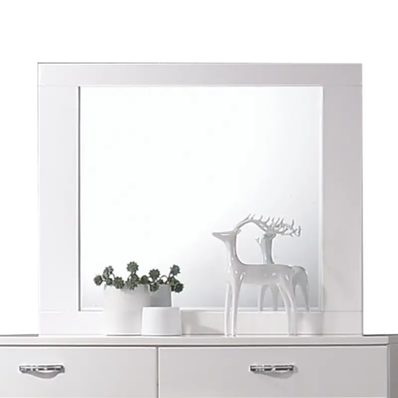 Naima Ii White Glossy Mirror With Modern Frame 1