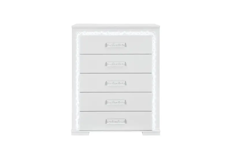 Naomi Silver Marble 6-Drawer Led Chest 1