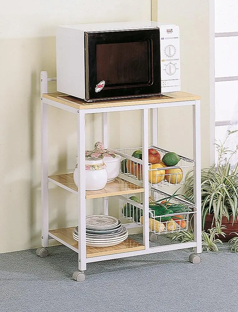 Natural Brown-And-White Rustic Kitchen Utility Cart 1