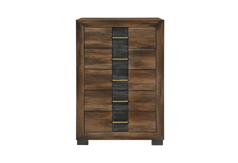 Optimus Brown And Black 5-Drawer Chest Of Drawers 1
