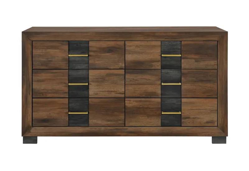 Optimus Brown And Black 6-Drawer Dresser 1