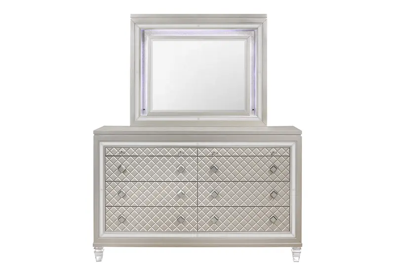 Paris Champagne 6-Drawer Dresser With Brushed Nickel Hardware 1