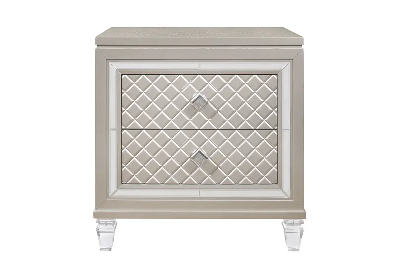 Paris Champagne Modern Nightstand With Soft-Close Drawers 1