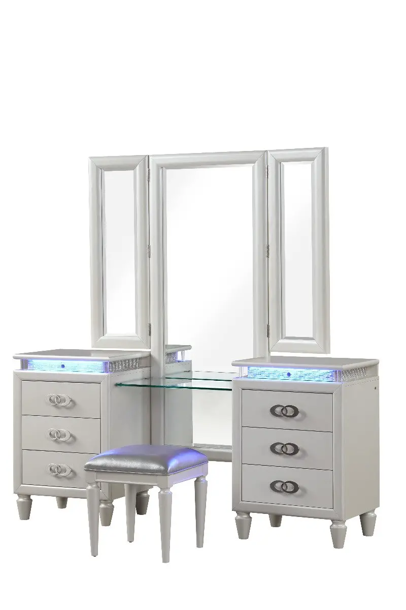 Passion Vanity Set In Milky White – Galaxy Home Bedroom Suite 1