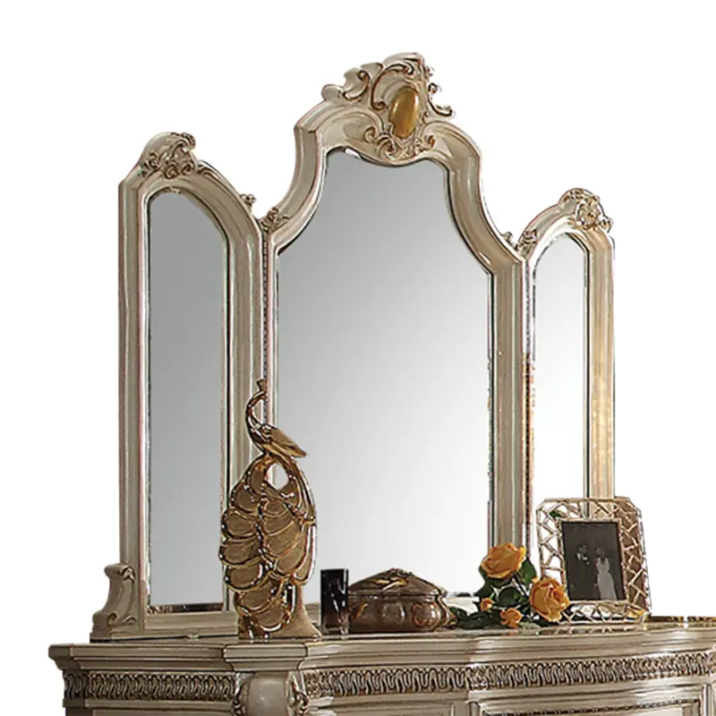 Picardy Antique Pearl Wall Mirror With Ornate Framing And Distressed Finish 1