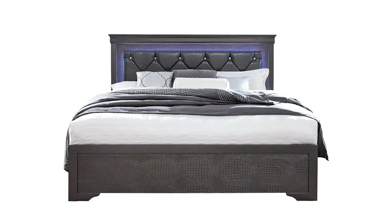 Pompei Metallic Grey King Platform Bed With Integrated Led Lights 1