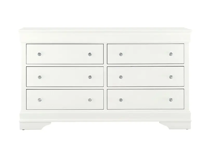 Pompei Metallic White 6-Drawer Dresser 1