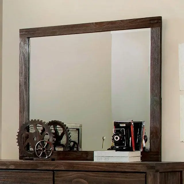 Rexburg Full-Length Mirror – Wire-Brushed Rustic Brown Frame 1