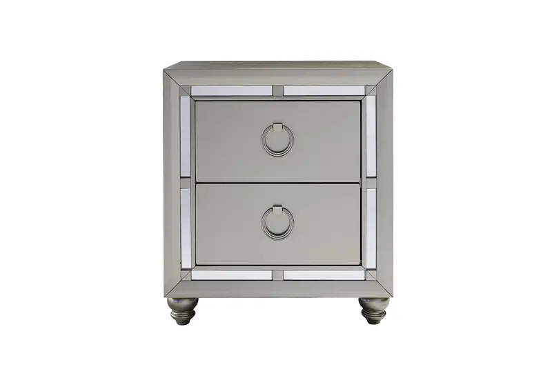 Riley Silver Nightstand – Compact Bedroom Accent Piece 1