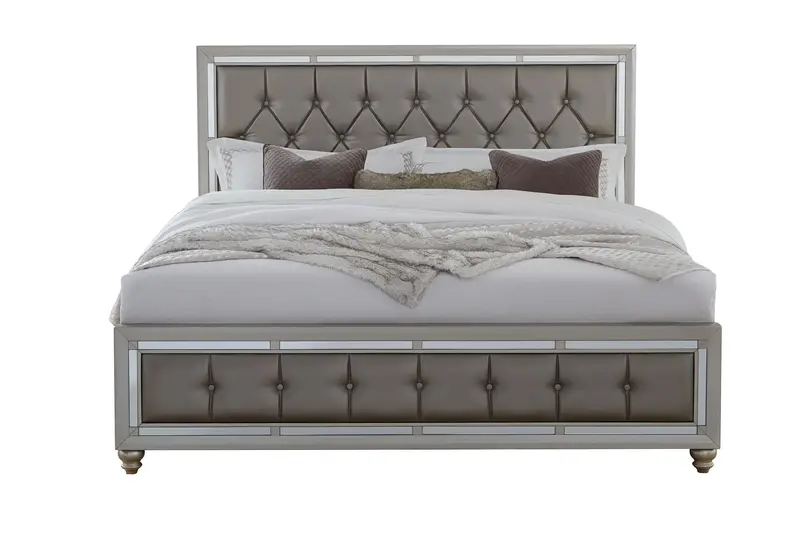 Riley Silver Queen Platform Bed – Modern Metallic Finish 1