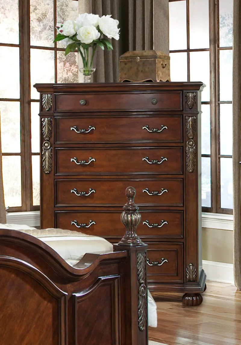 Rosanna Tall Chest In Dark Cherry By Cosmos 1
