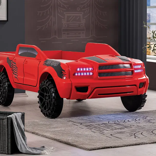 Roverton Vibrant Red And Gray Twin Or Full Bed Frame 1