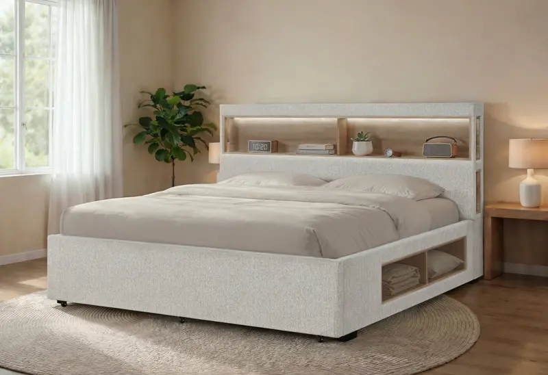 Sadie Beige Queen Storage Bed 1