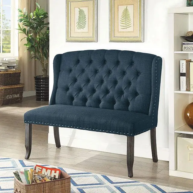 Sania Iii Blue 2-Person Love Seat Bench 1