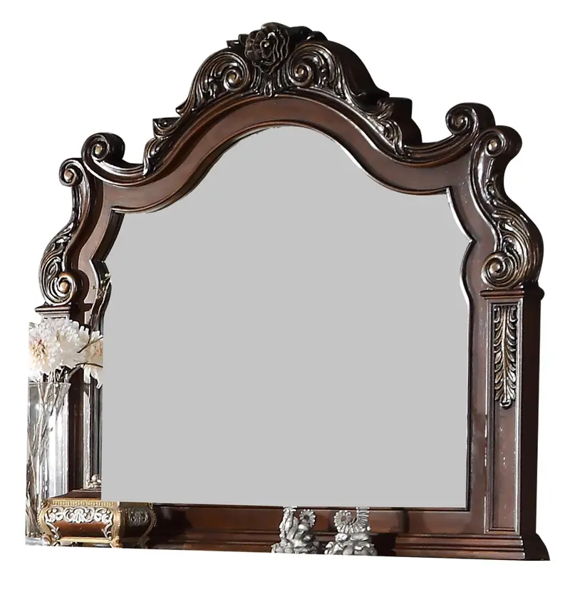 Santa Monica Traditional Decorative Mirror – Cherry Wood Finish 1