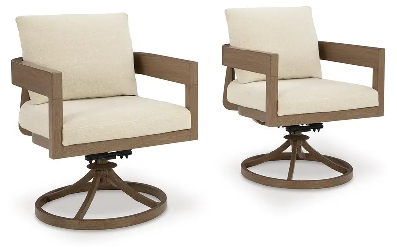 Serene Bay Outdoor Swivel Dining Chairs – Set Of Two With Cushions 1