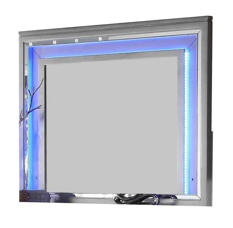 Shiney Contemporary Full-Length Mirror – Silver Wood Finish 1