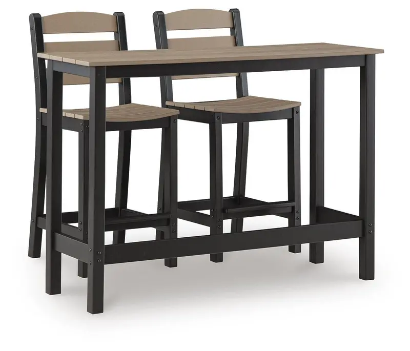 Shoreline Beach Outdoor Bar Set – Counter Table + 2 Cushioned Stools 1