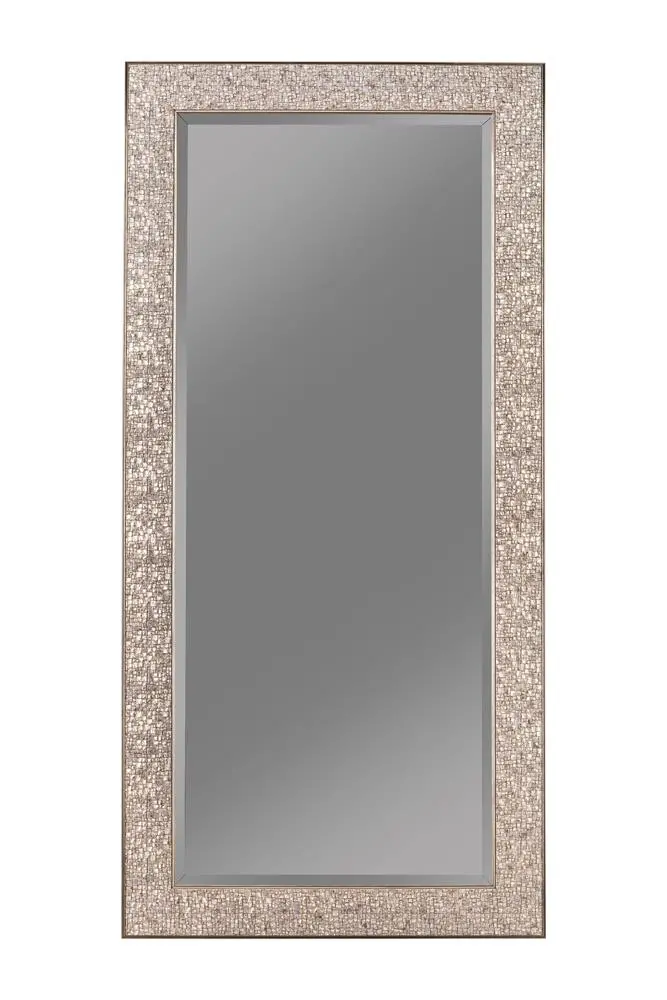 Silver Mosaic Rectangular Wall Mirror – Transitional Decorative Accent 1