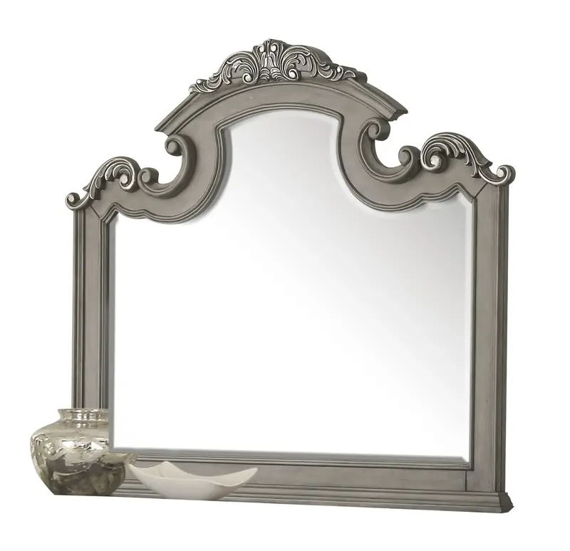 Silvy Transitional Wall Mirror – Gray Wood Finish 1