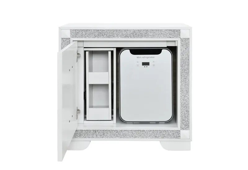 Soleil White Nightstand Featuring Built-In Cooler And Speaker 1
