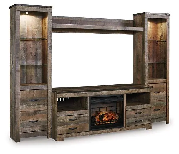 Trinell 4-Piece Entertainment Unit With Electric Fireplace 1