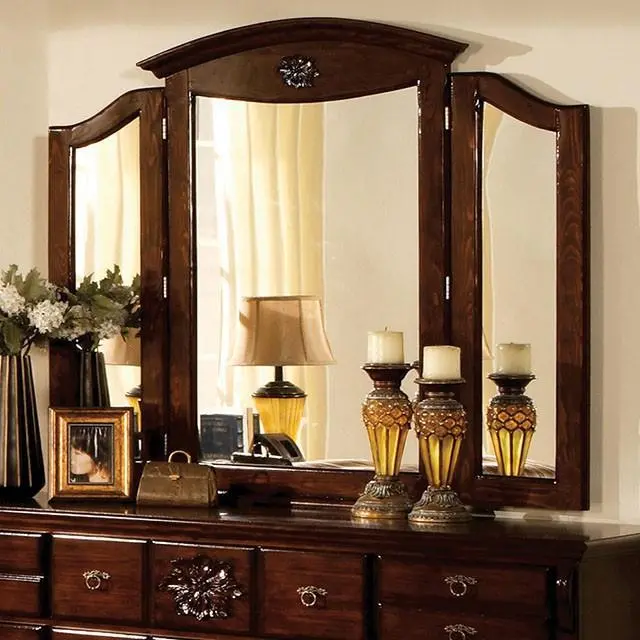 Tuscan Ii Glossy Dark Pine Tri-Fold Full-Length Mirror 1