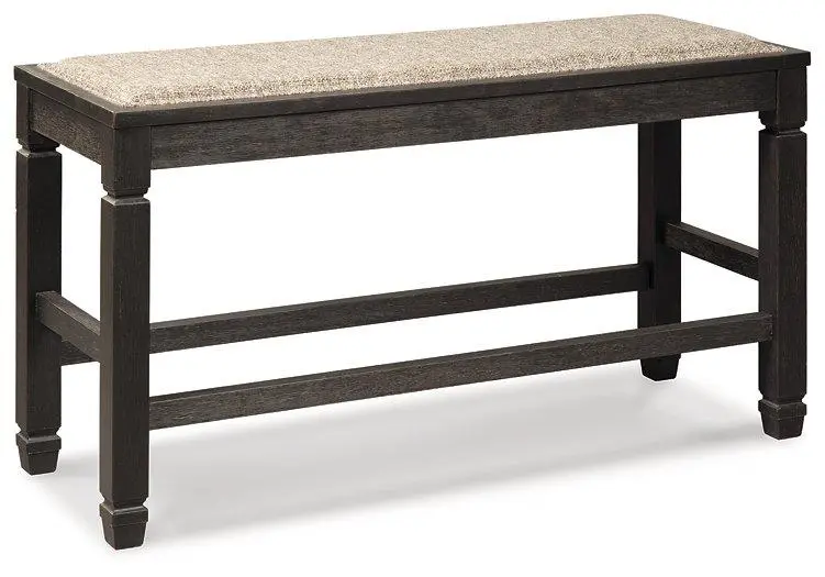 Tyler Creek Counter-Height Bench – Tufted Fabric & Black Metal Frame 1