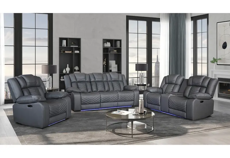 U7068 & U7069 Gray 10-Motor Power Recliner Collection: Sofa, Console Loveseat, And Recliner With Led And Premium Audio 1
