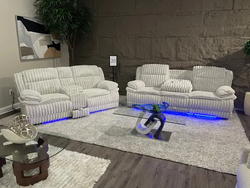 U8686 Black Power Recliner Sofa And Console Loveseat With Ambient Led Lighting 1