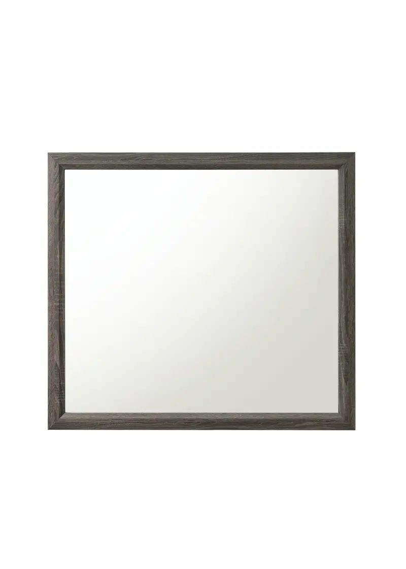 Valdemar Weathered Gray Wall Mirror – Framed Natural Woodgrain Reflective Decor 1