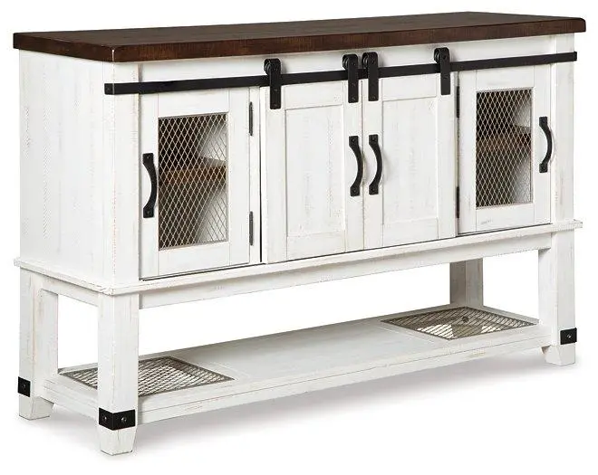 Valebeck Buffet Server With Glass Doors & Soft-Close Drawers 1