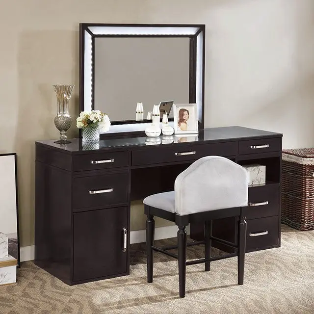 Vickie Modern Vanity Desk With Mirror And Stool 1