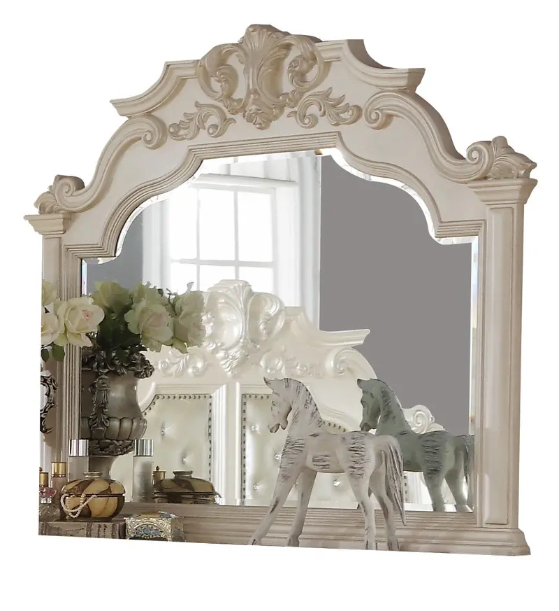Victoria Traditional Mirror In Off-White Wood Finish 1